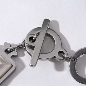 

Браслет "Майорка" прямоугольники, цвет белый в чернёном серебре