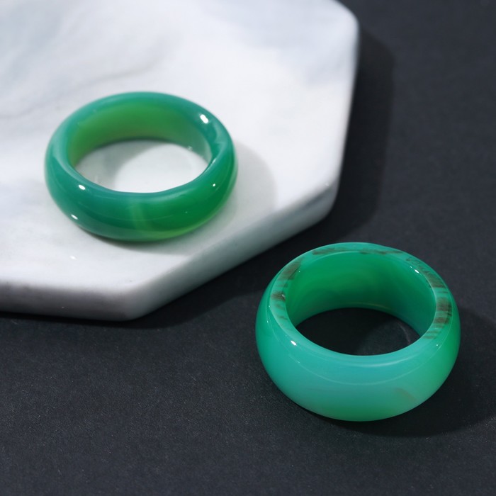 Кольцо "Агат" 8-10мм, цвет зелёный, размер МИКС (16-20)