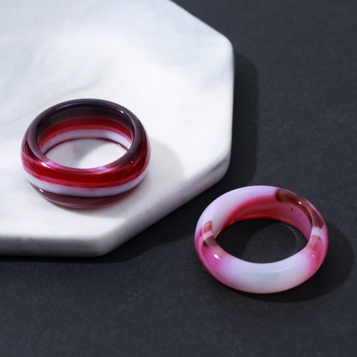 Кольцо "Агат" 8-10мм, цвет малиновый, размер МИКС (16-20)