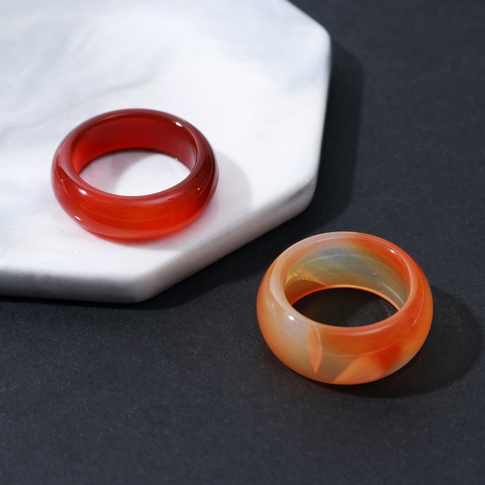 Кольцо "Агат" 8-10мм, цвет оранжевый, размер МИКС (16-20)