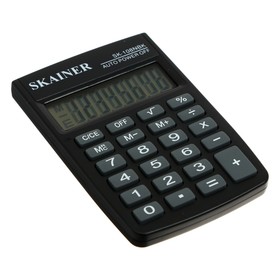 

Калькулятор карманный SKAINER SK-108NBK, 8 разрядов, питание от батарейки, 58x88x10 мм, черный