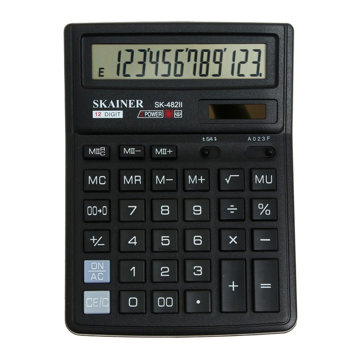 Калькулятор настольный большой 12-разрядный, SKAINER SK-482II, двойное питание, двойная память, 143 x 192 x 39,5 мм, черный