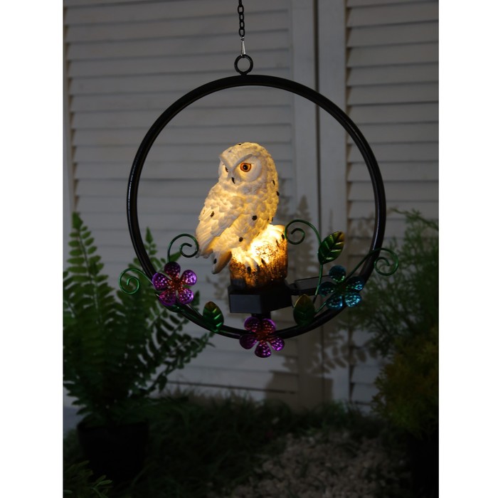 Садовый светильник на солнечной батарее «Полярная сова», 27 см, 1 LED, свечение тёплое белое