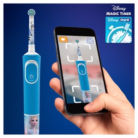 Электрическая зубная щетка Oral-B Frozen D100.413.2K, 3710, вращательная, 7600 об/мин, синяя от Сима-ленд