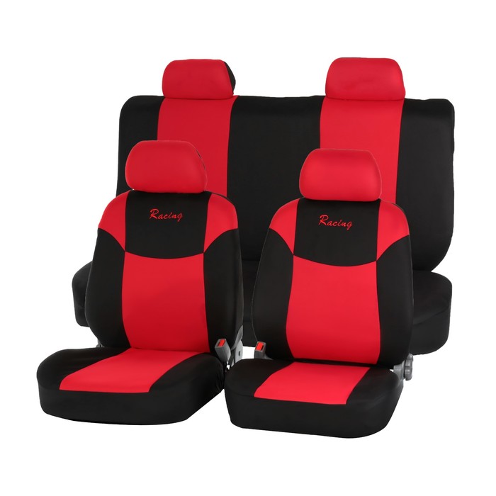 Авточехлы универсальные Racing, набор 10 предметов, черно-красные
