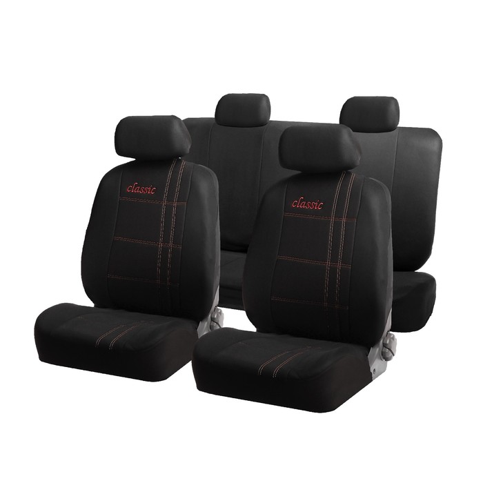 Авточехлы универсальные Classic, набор 10 предметов, черно-красные