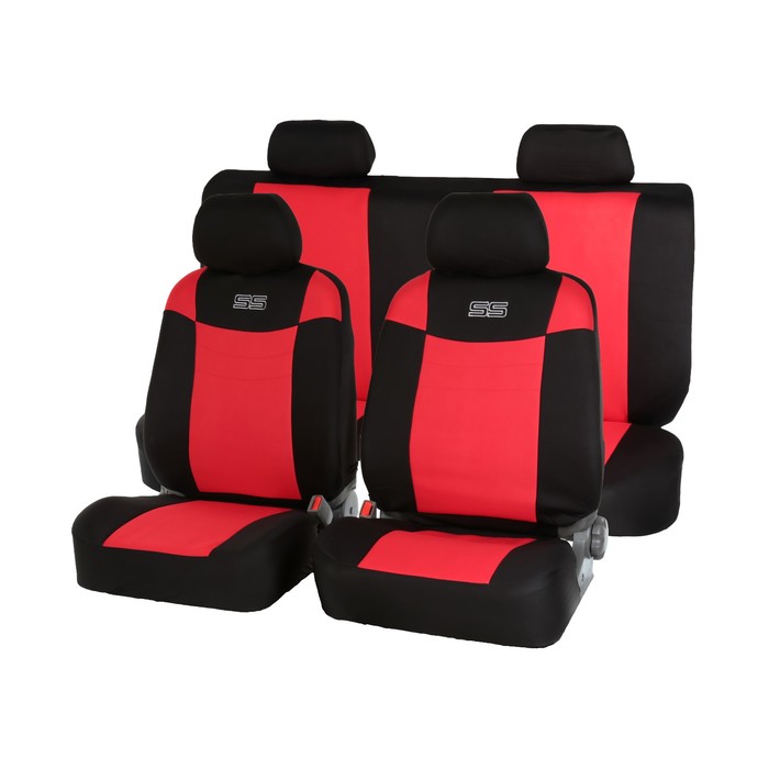 Авточехлы универсальные, набор 13 предметов, черно-красные
