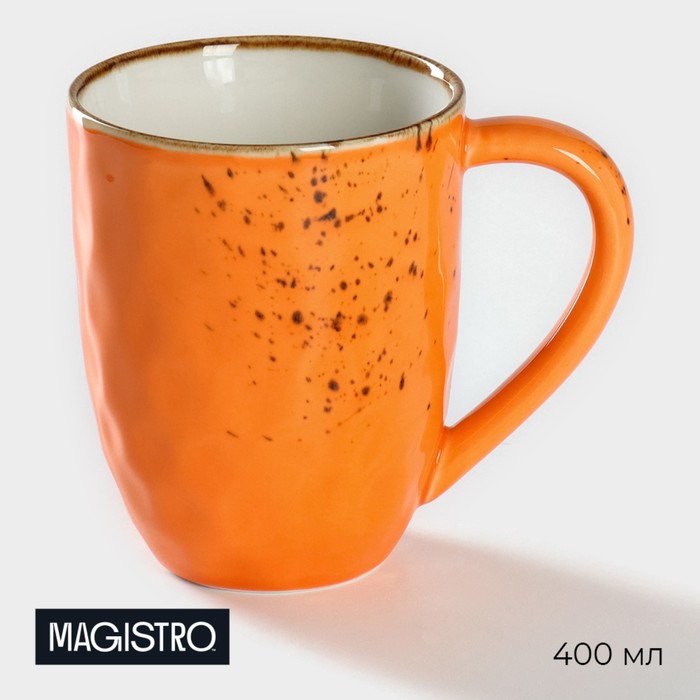Кружка фарфоровая Magistro «Церера», 400 мл, цвет оранжевый тарелка фарфоровая для пасты magistro церера 400 мл d 19 5 см цвет голубой