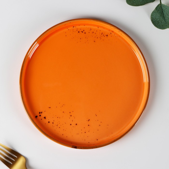 Тарелка фарфоровая с бортиком Magistro «Церера», d=20 см, цвет оранжевый маслёнка фарфоровая magistro церера 18×12 см цвет голубой