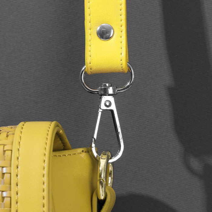 Ручка для сумки экокожа 125*1,8см №21 жёлтый/серебряный 2 карабина АУ