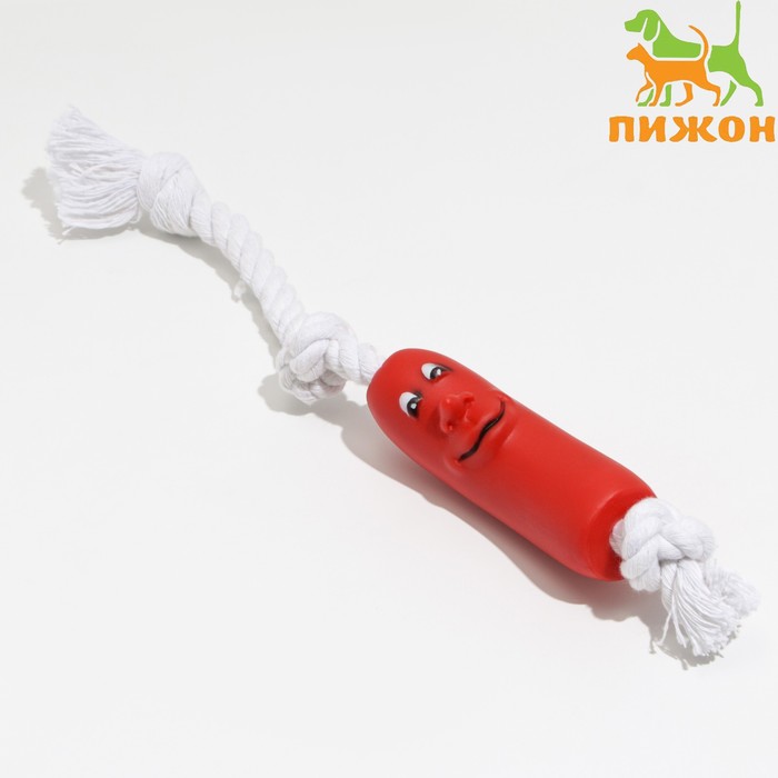 Игрушка Брутальная сосиска на верёвке для собак, 14 см