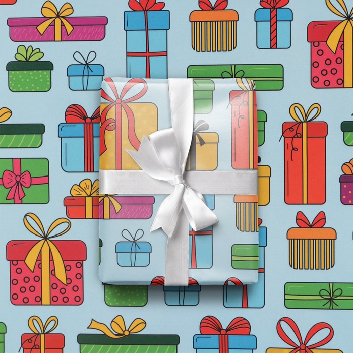 Бумага упаковочная глянцевая «Подарки», 70 х 100 см upak land бумага упаковочная глянцевая рождественские подарки 70 х 100 см 1 лист