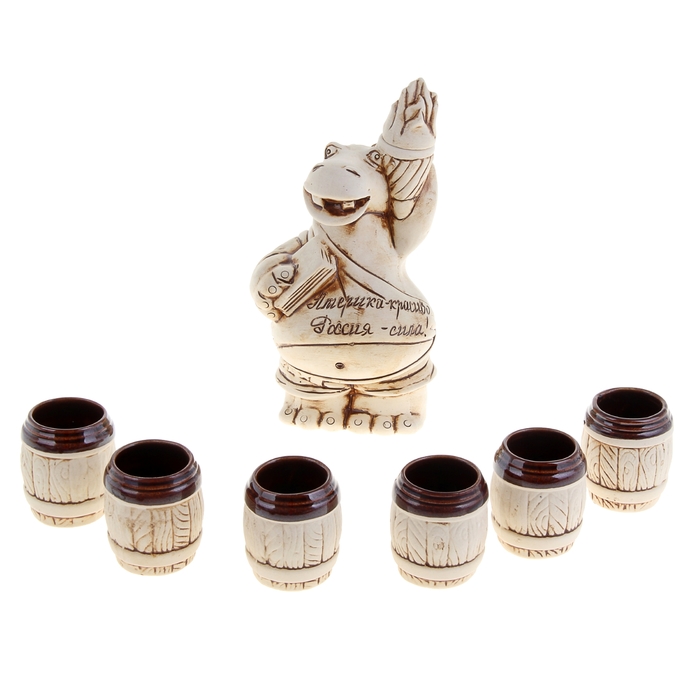 Штоф с рюмками "Бегемотик" 7 предметов, 0,7 л