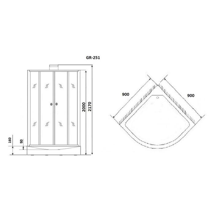 

Душевая кабина GROSSMAN GR251, 90х90х205 см, низкий поддон 15 см, стекло прозрачное