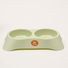 

Миска пластиковая двойная, 34 х 20 х 6.5 см, зелёная