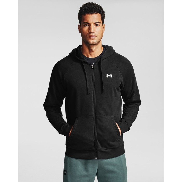 фото Толстовка мужская under armour rival cotton fz hoodie, размер 50-52 (1357106-001)