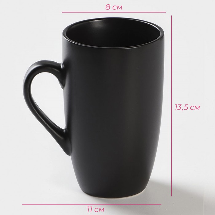 фото Кружка керамическая доляна «кот чёрный», 400 мл, цвет чёрный