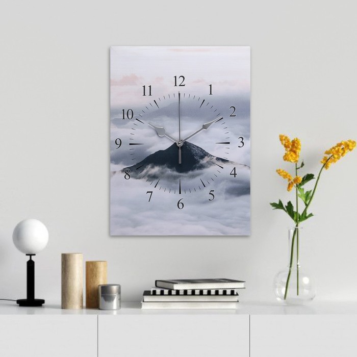 Часы-картина настенные Горы в облаках, плавный ход, 30 х 40 см часы картина настенные правила гаража плавный ход 30 х 40 см