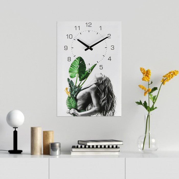 Часы-картина настенные Девушка, плавный ход, 40 х 60 см