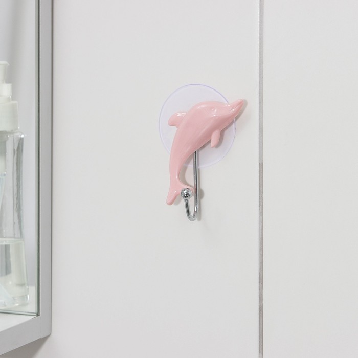 фото Крючок на вакуумной присоске «дельфин», цвет микc