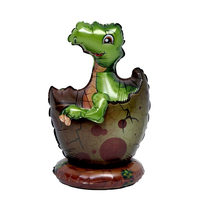 Шар-игрушка фольгированный 20 «Динозавр в скорлупе», цвет зелёный