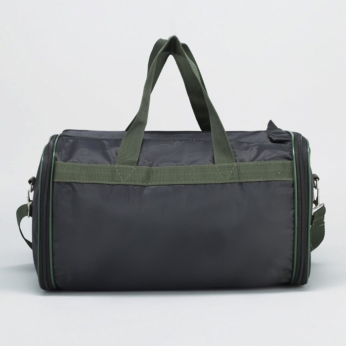Сумка спортивная на молнии, трансформер, 1 отдел, 1 наружный карман, длинный ремень, цвет чёрный/хаки