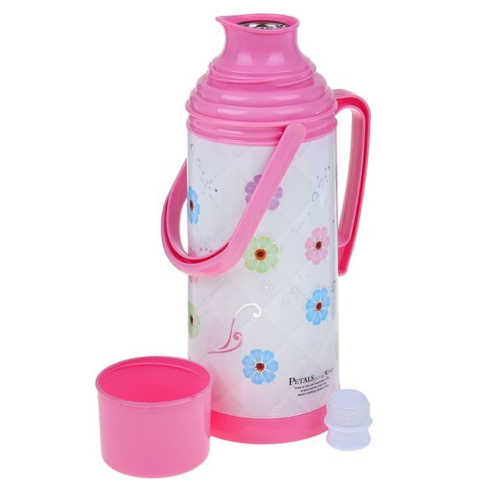 Термос с ручкой «Цветочная полянка», 2 л, 1 кружка, 3 ч, микс