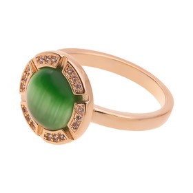 

Кольцо с зеленым кошачьим глазом "Луна", позолота с родированием, размер 17