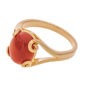 

Кольцо с красным агатом "Лагуна", позолота с родированием, размер 19