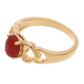 

Кольцо с красным агатом "Сердечки", позолота с родированием, размер 19