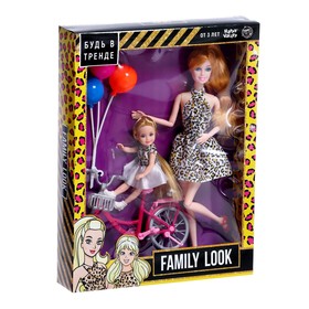 

Кукла с дочкой Family Look на велосипеде, леопард, уценка