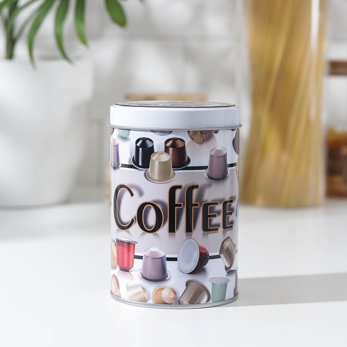 банка пластиковая для сыпучих продуктов удовольствие овальная с ложкой 13 5×9 5×14 см цвет микс Банка для сыпучих продуктов Coffee, 13×9×9 см