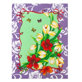 

Полотенце 45х60 см, Цветы, сиреневый, вафля, 160 гр/м2, хлопок 100%