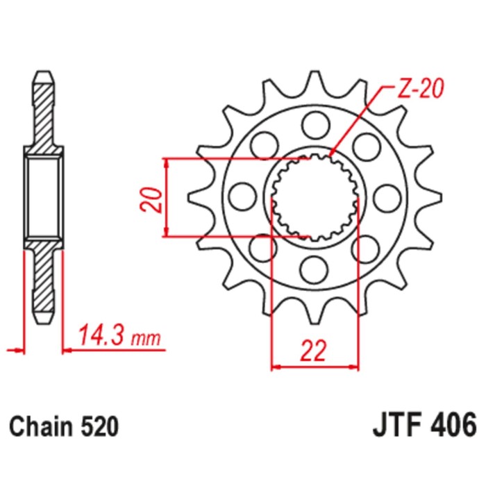 

Звезда ведущая JT sprockets 406.16, цепь 520, 16 зубьев