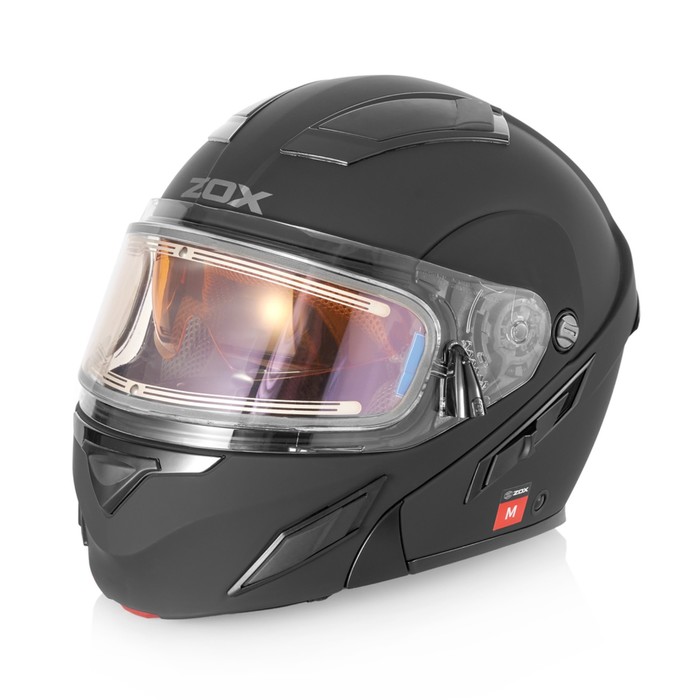 Шлем снегоходный ZOX Brigade, стекло с электроподогревом, матовый, черный, XXL
