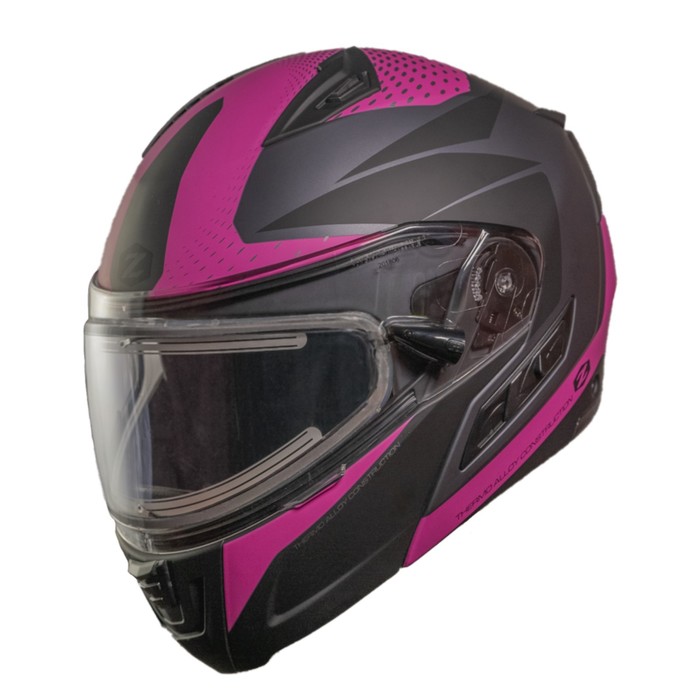 Шлем снегоходный ZOX Condor Parkway, стекло с электроподогревом,матовый, розовый/черный, S