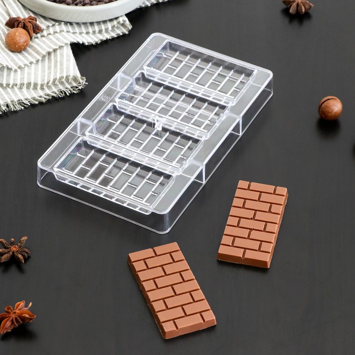 форма для шоколада и конфет астрал 14 ячеек 20×12×2 5 см ячейка d 3 см Форма для шоколада и конфет «Брикс», 4 ячеек, 20×12×2,5 см, ячейка 8,5×4,2×1 см