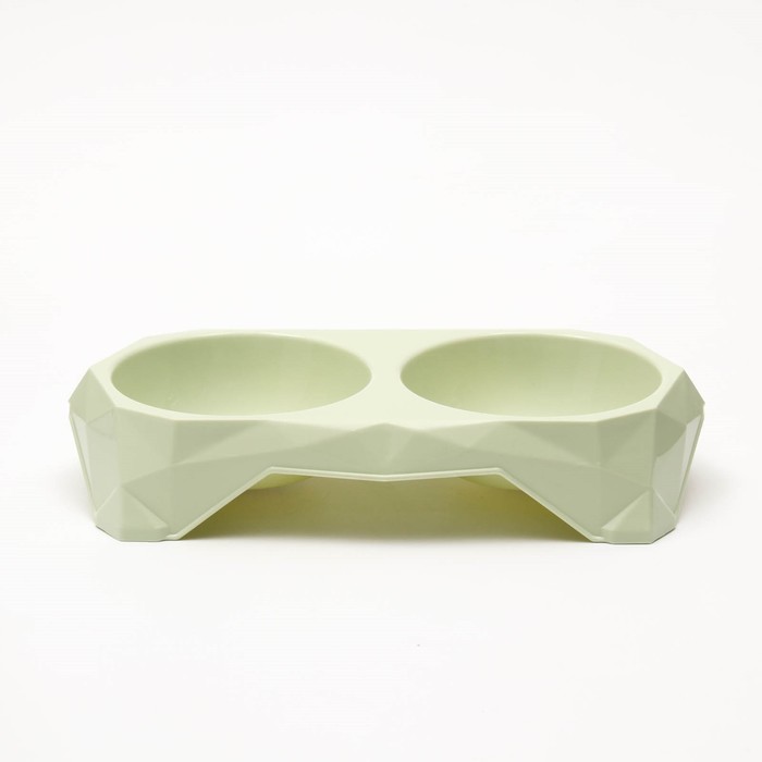 

Миска пластиковая двойная, 33 х 16,5 х 6,5 см, зелёная