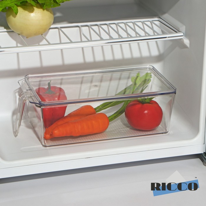 Контейнер для холодильника с крышкой и ручкой RICCO, 32×14,5×10 см контейнер для холодильника с ручкой кофейный
