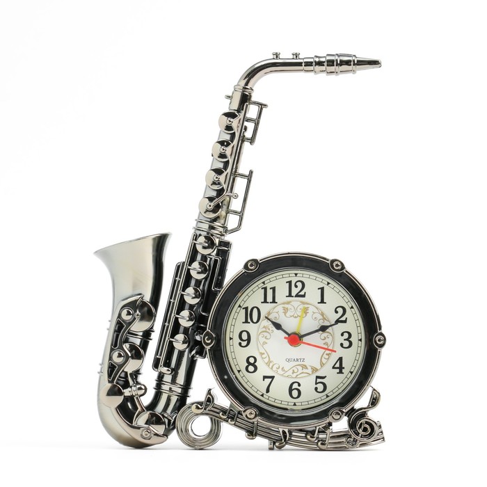 Часы - будильник настольные Саксофон, дискретный ход, d-6.5 см, 18,5 x 15 см, АА будильник настольные часы любовь в париже дискретный ход d 15 см