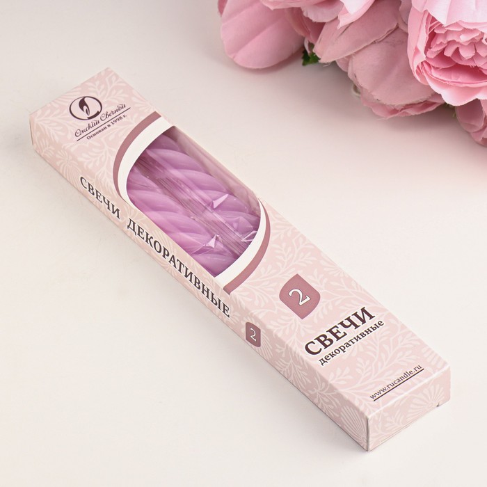 

Набор свечей витых, 2,3х 24,5 см, 5 ч, 50 г, 2 штуки, сиреневая