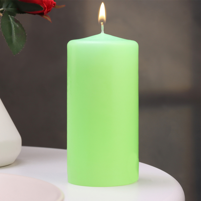 Свеча - цилиндр ароматическая Яблоко, 6х12,5 см, 35 ч, 283 г, зеленый
