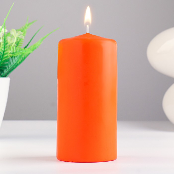 Свеча - цилиндр ароматическая Апельсин, 6х12,5 см, 35 ч, 283 г, оранжевая
