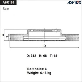 Диск тормозной зад. ADVICS (R) TOYOTA LAND CRUISER PRADO J150 (09-)