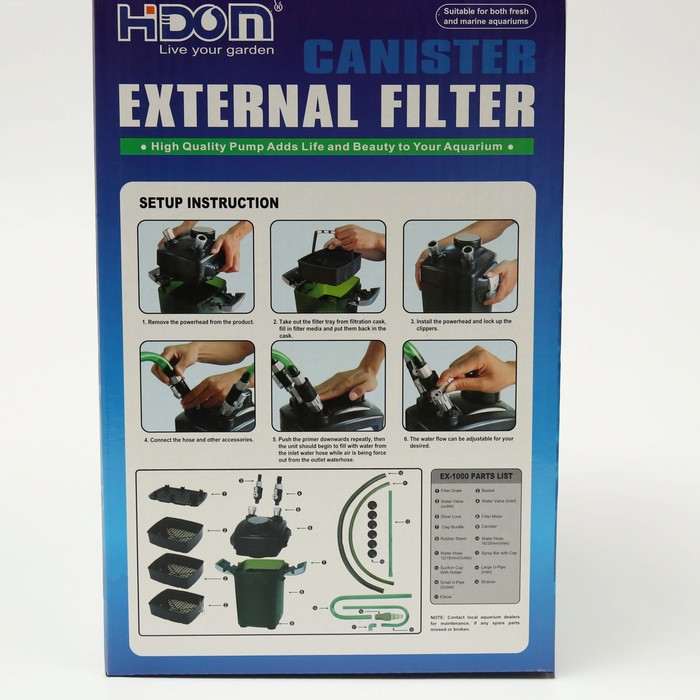 Внешний фильтр Hidom EX-1000, 1000 л/ч, 22 Вт, с комплектом наполнителей и аксессуаров
