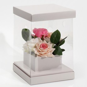 Коробка для цветов с вазой и PVC окнами складная «Серая», 16 х 23 х 16 см Ош