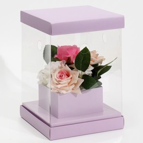 Коробка для цветов с вазой и PVC окнами складная «Лаванда», 16 х 23 х 16 см Ош