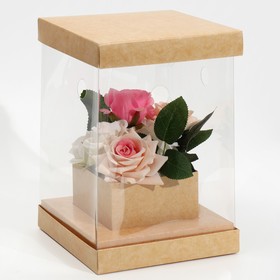Коробка для цветов с вазой и PVC окнами складная «Крафт», 16 х 23 х 16 см Ош