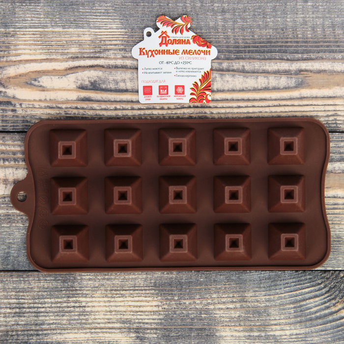 Форма для льда и шоколада, 15 ячеек, 17х30х3 см "Пирамидки", цвета МИКС
