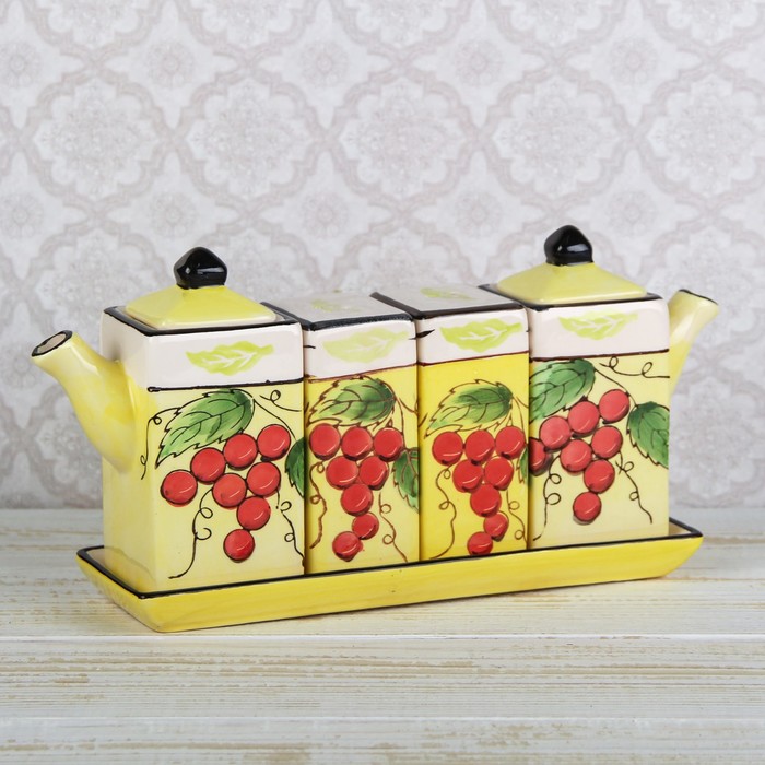 Набор для специй 4 предмета "Смородина" (соусник 190 мл, солонка 9х5 см)